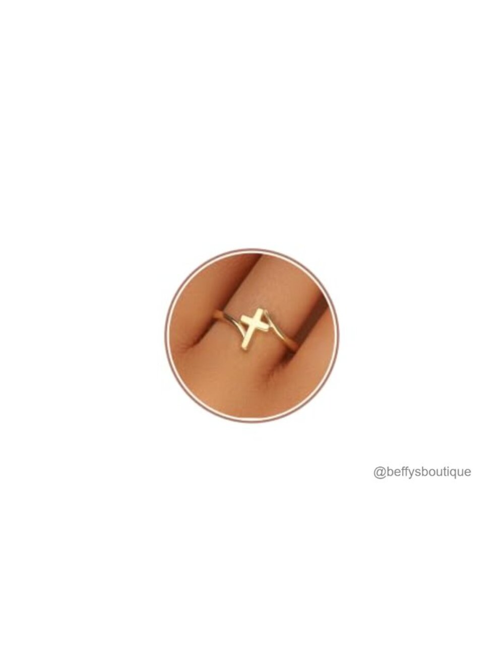 14K Gold Plated Cross Ring Stackable Christian Band